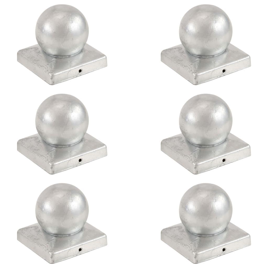vidaXL Stolpehatter 6 stk ballformet galvanisert metall 101x101 mm