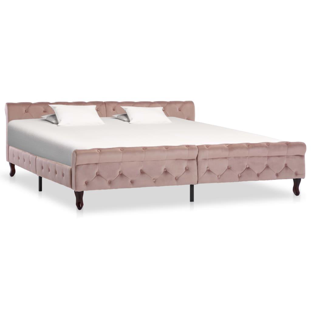 vidaXL Sängram rosa sammet 200x200 cm