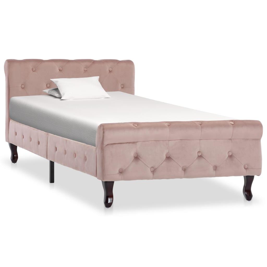vidaXL Sängram rosa sammet 90x200 cm