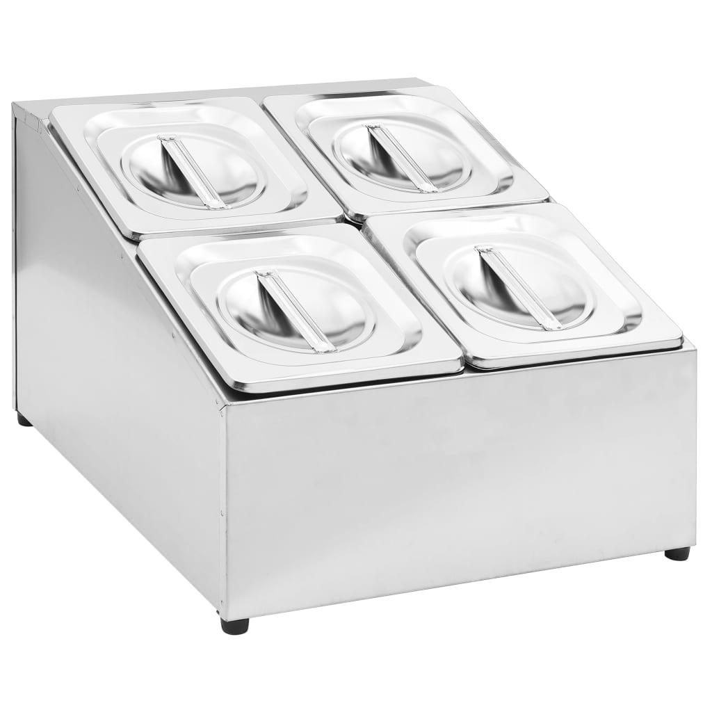 vidaXL Gastronormbehållare med 4 GN 1/6 kantin rostfritt stål