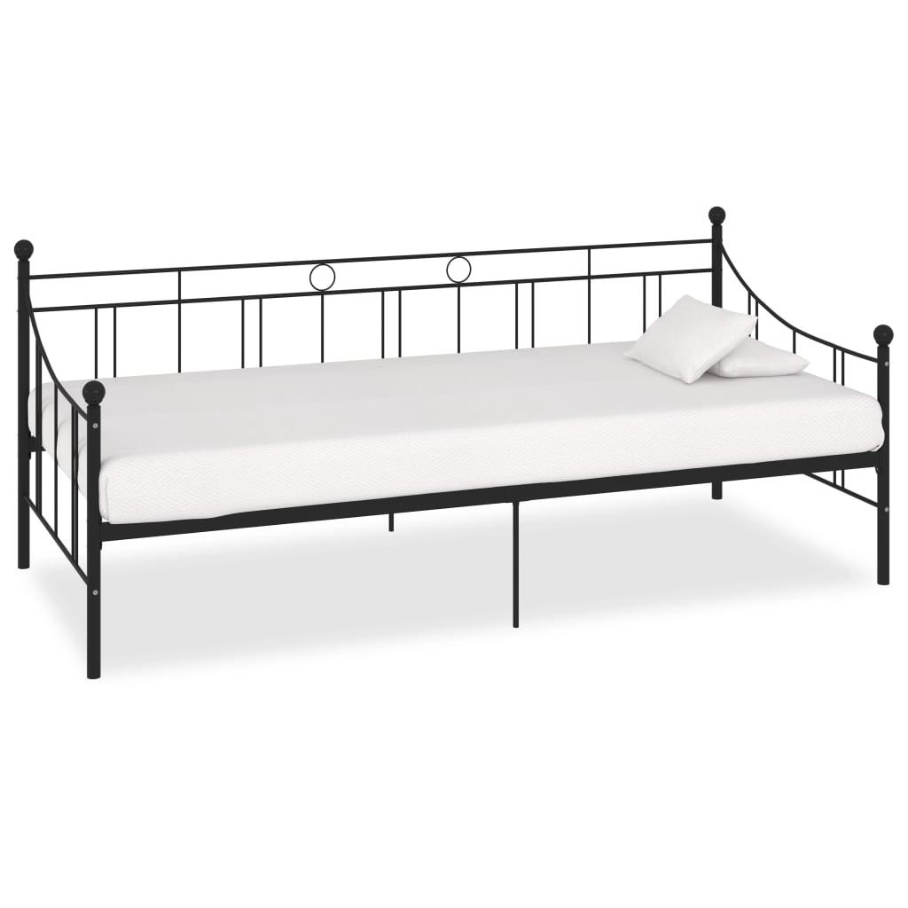 vidaXL Ram till dagbädd svart metall 90x200 cm