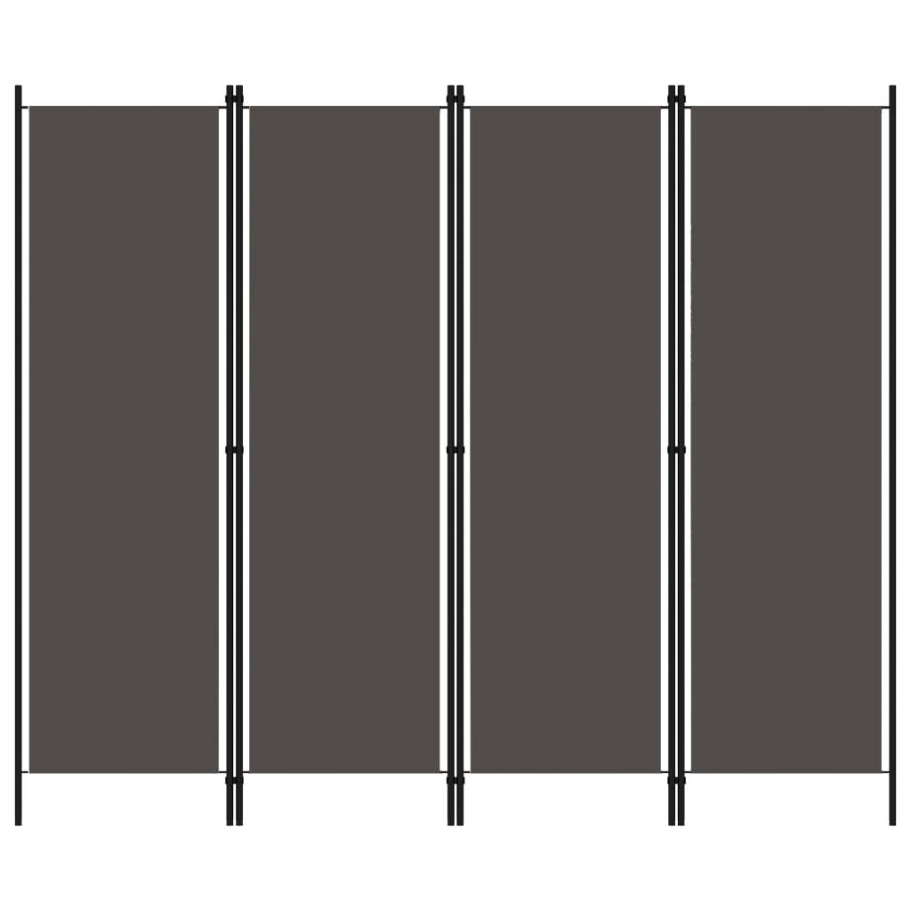 vidaXL Rumsavdelare 4 paneler antracit 200x180 cm