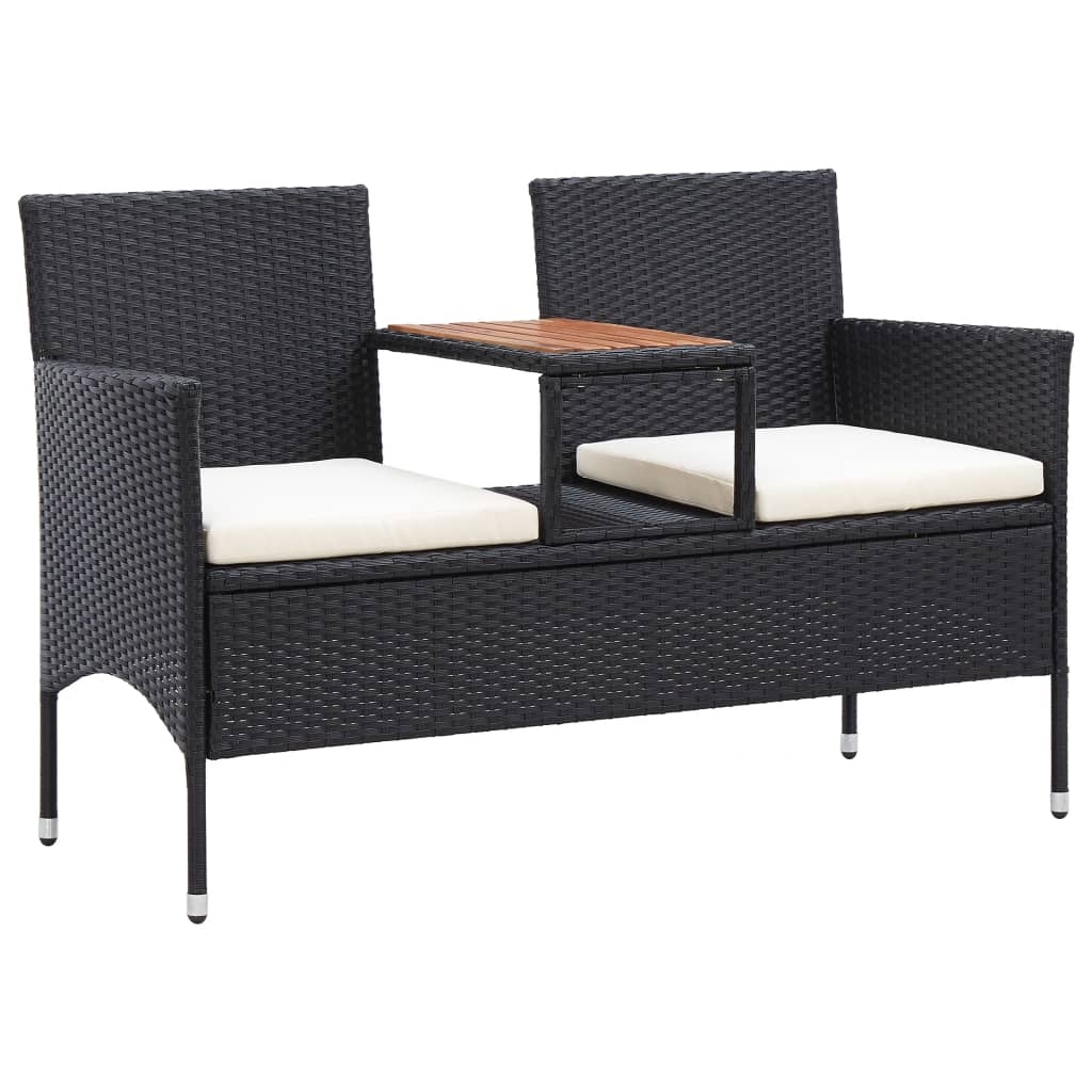 vidaXL Trädgårdsbänk 2-sits med bord 143 cm konstrotting