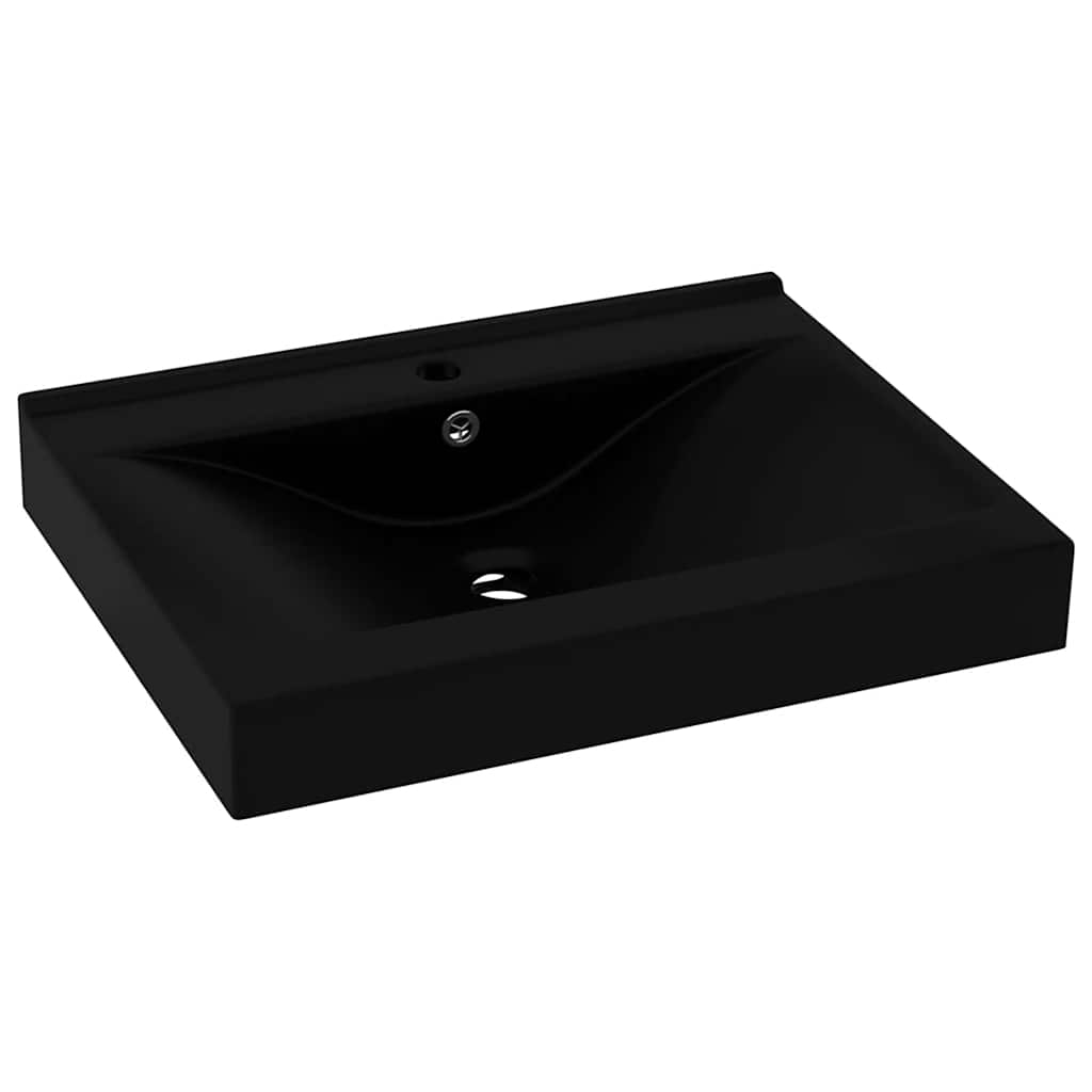 vidaXL Lyxigt handfat med kranhål matt svart 60x46 cm keramik