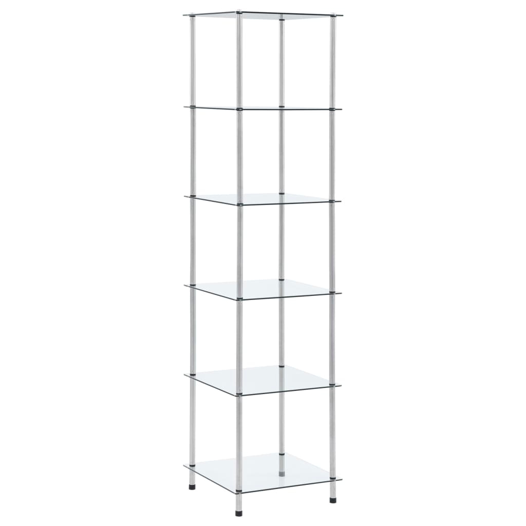 vidaXL Hylla 6 hyllplan transparent 40x40x160 cm härdat glas