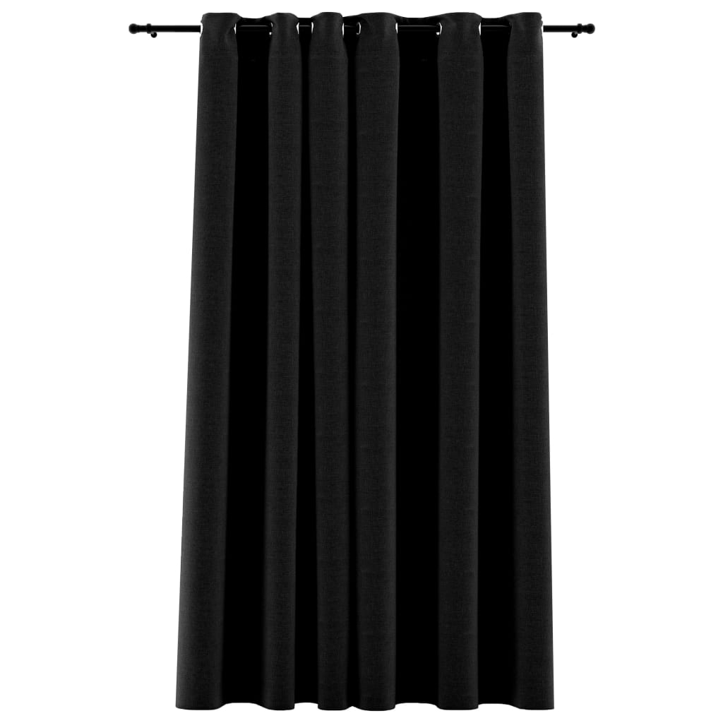 vidaXL Mörkläggningsgardin med öljetter linnelook antracit 290x245cm