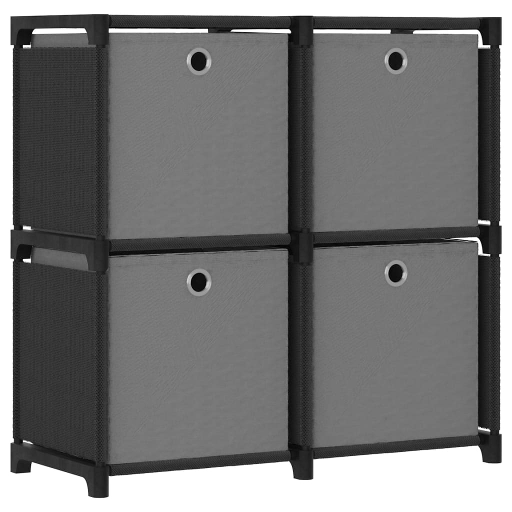 vidaXL Hylla med 4 kuber med lådor svart 69x30x72,5 cm tyg