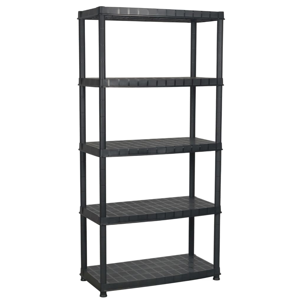 vidaXL Förvaringshylla 5 hyllor svart 91,5x45,7x185 cm plast