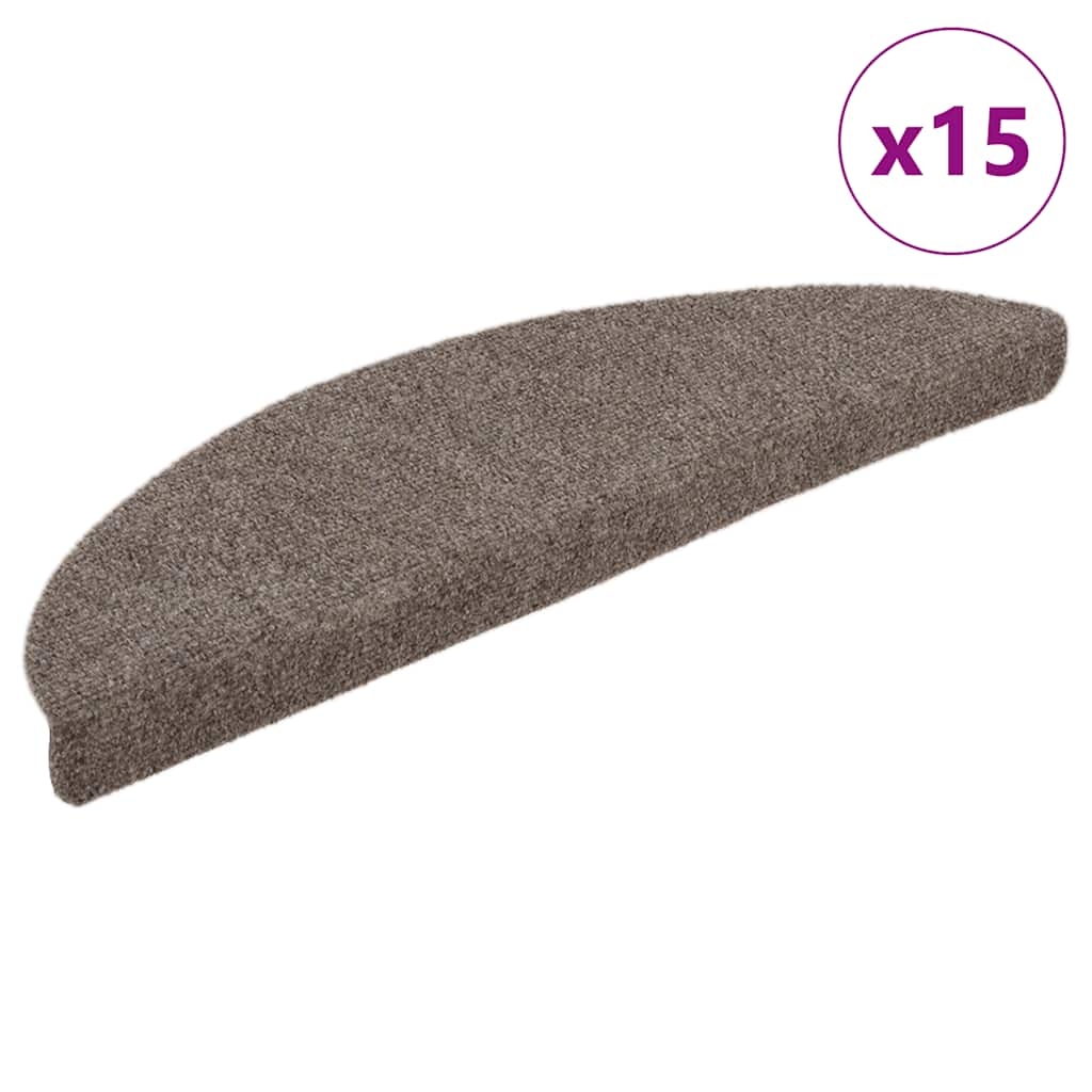 vidaXL Trappstegsmattor självhäftande 15 st gräddvit 56x17x3 cm brodyr