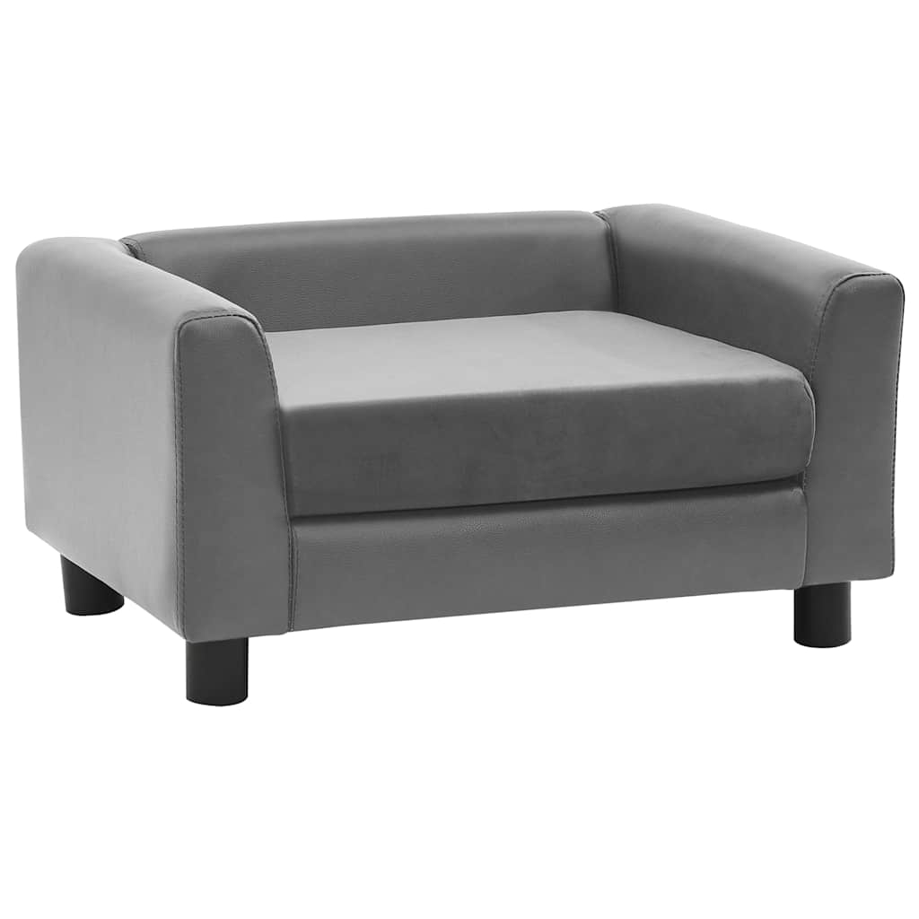 vidaXL Hundsoffa grå 60x43x30 cm plysch och konstläder
