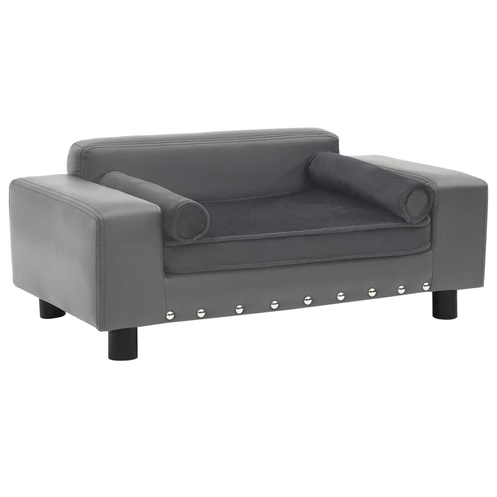 vidaXL Hundsoffa grå 81x43x31 cm plysch och konstläder