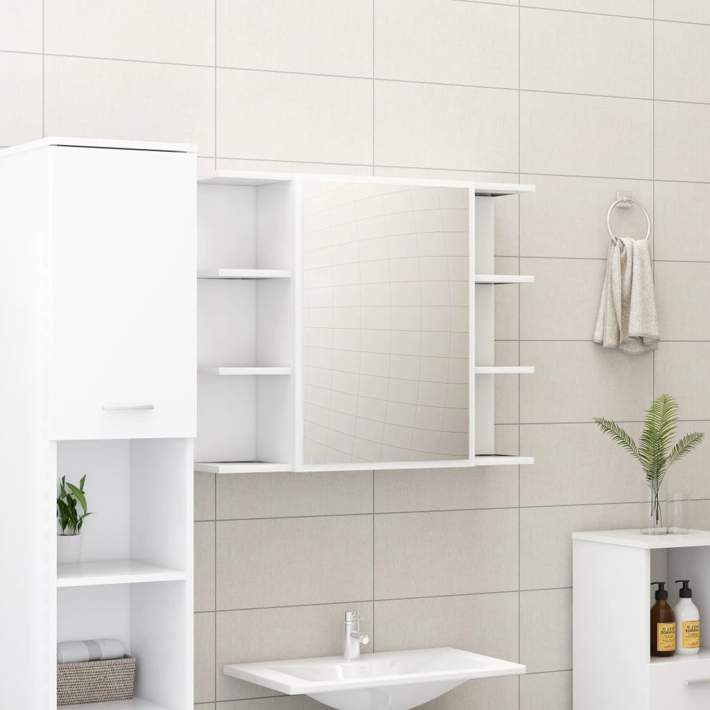 vidaXL Spegelskåp för badrum vit 80x20,5x64 cm konstruerat trä