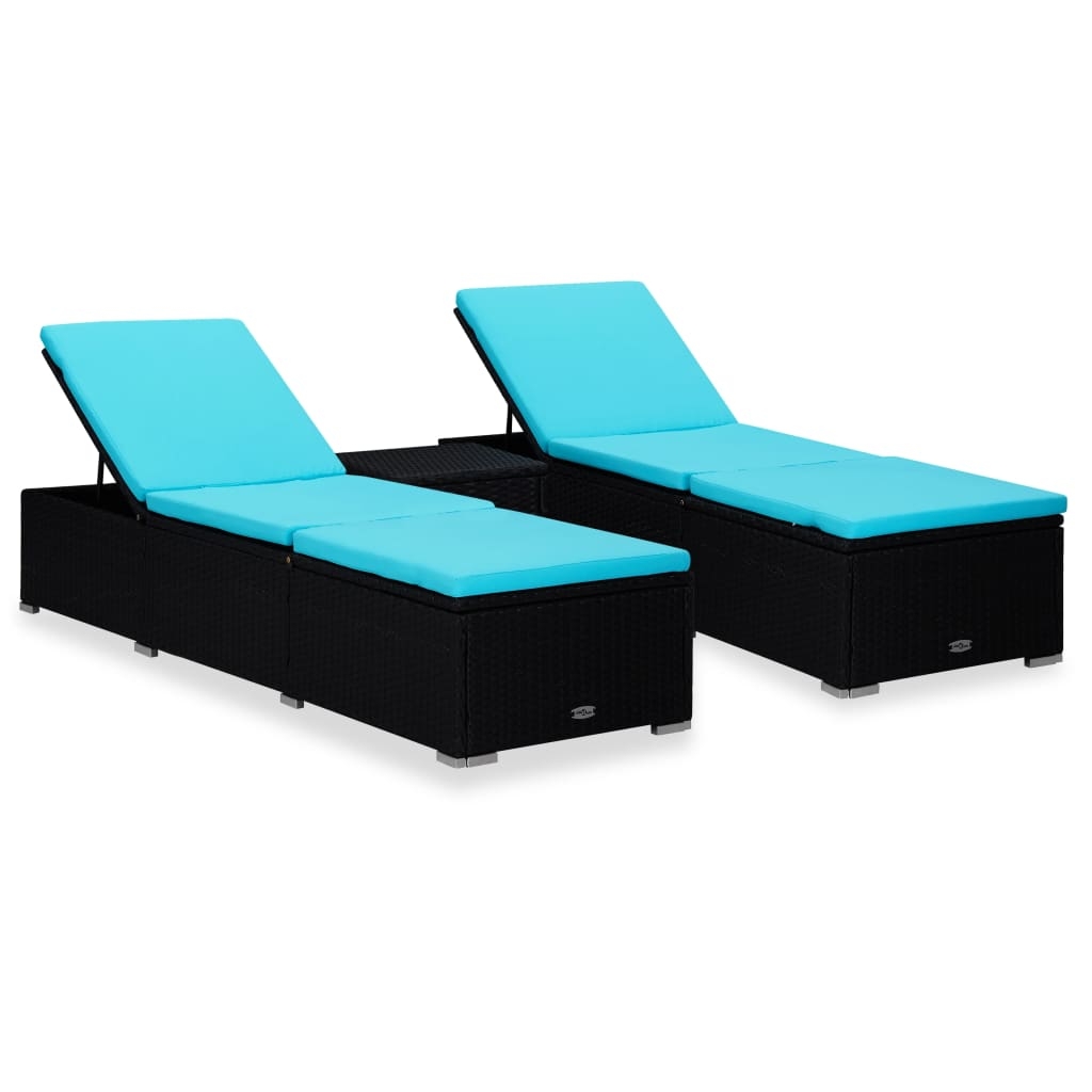 vidaXL Solsängar och sidobord 3 delar konstrotting