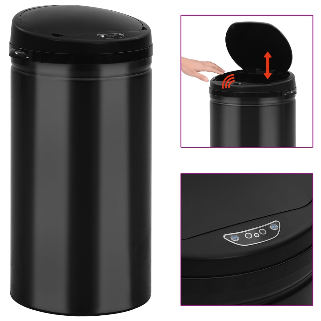 vidaXL Soptunna med automatisk sensor 50 L kolstål