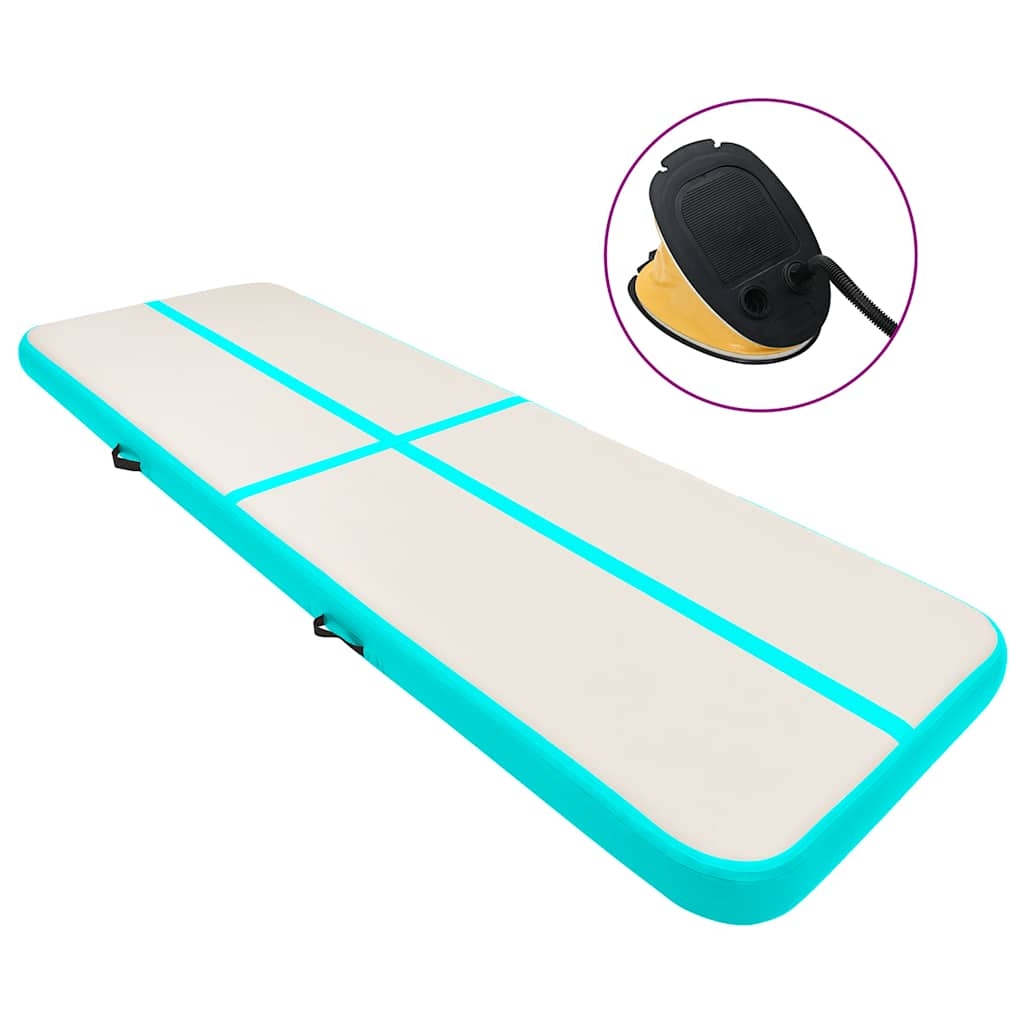 vidaXL Uppblåsbar gymnastikmatta med pump 400x100x15 cm PVC