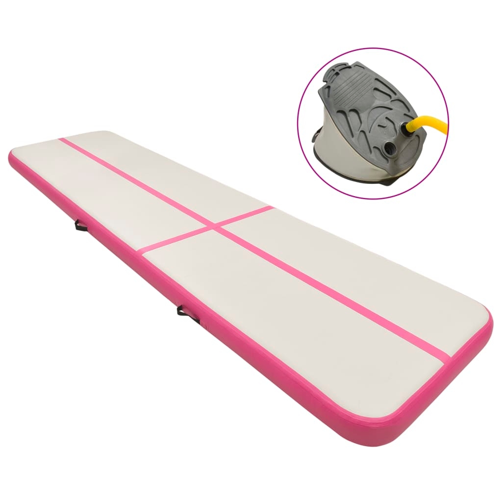 vidaXL Uppblåsbar gymnastikmatta med pump 800x100x15 cm PVC