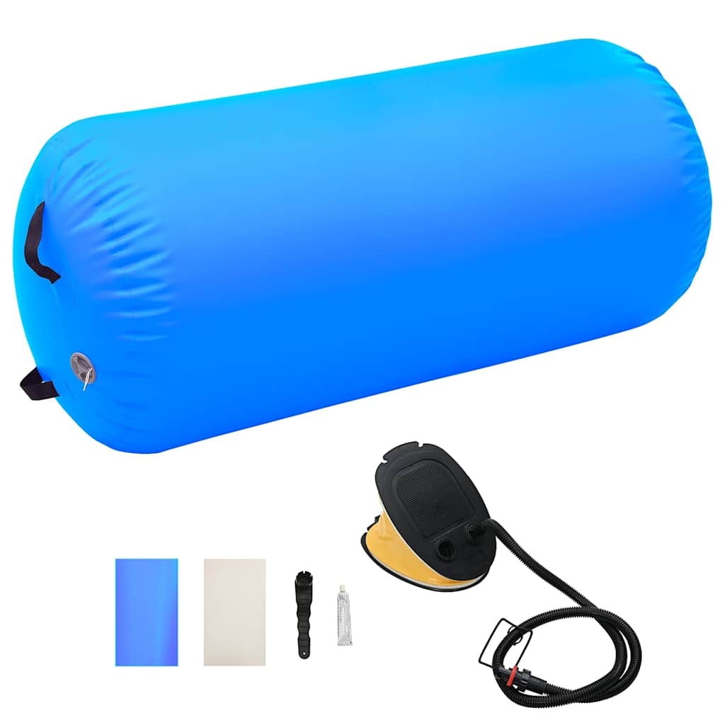 vidaXL Uppblåsbar gymnastikrulle med pump 120x75 cm PVC blå