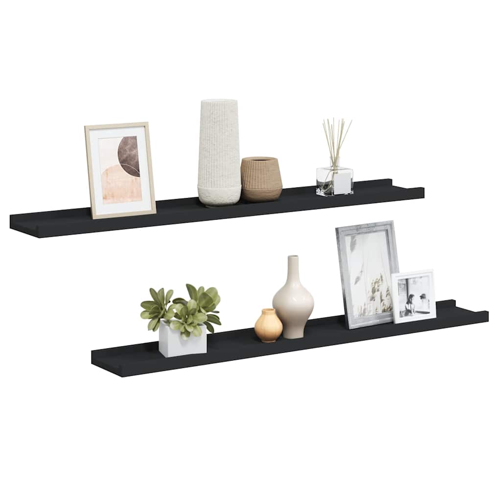 vidaXL Tavellist 2 st svart 80x9x3 cm MDF