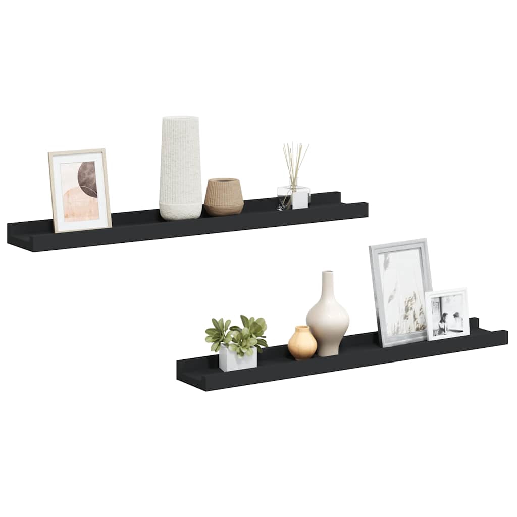 vidaXL Tavellister 2 st svart 60x9x3 cm MDF