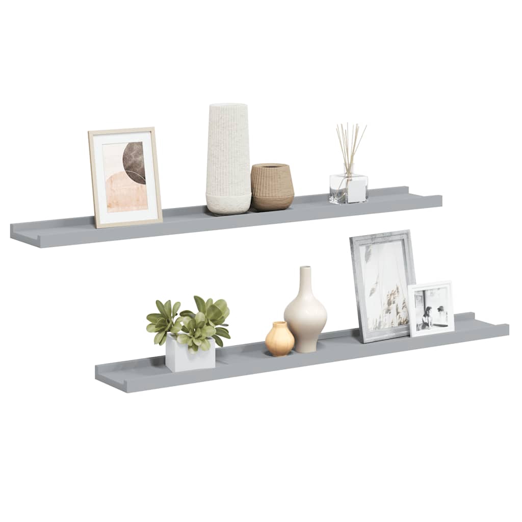 vidaXL Tavellist 2 st grå 80x9x3 cm MDF