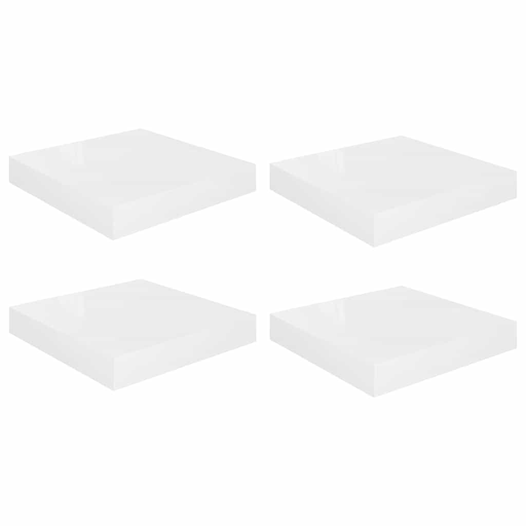 vidaXL Svävande vägghyllor 4 st vit högglans 23x23,5x3,8 cm MDF