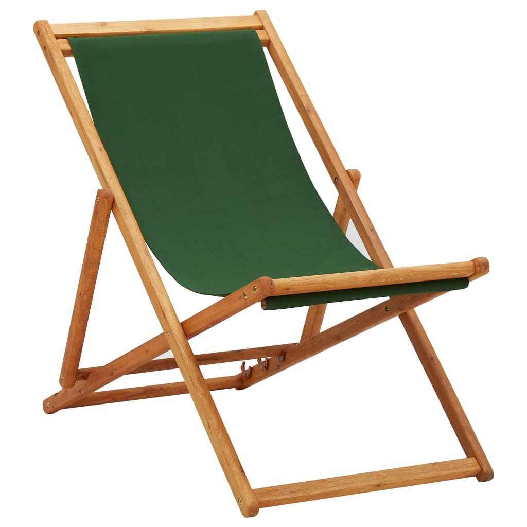 vidaXL Hopfällbar strandstol eukalyptusträ och tyg