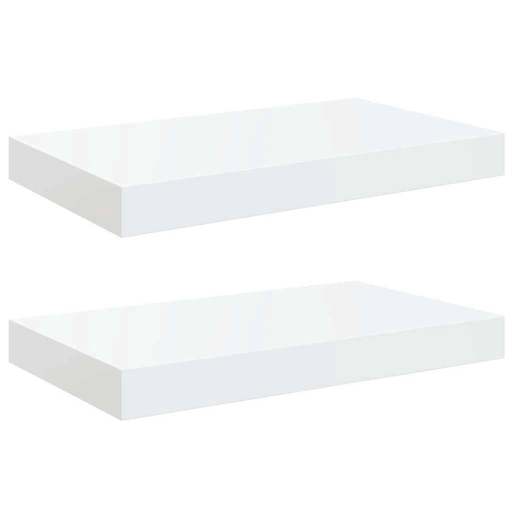 vidaXL Svävande vägghyllor 2 st vit högglans 40x23x3,8 cm MDF