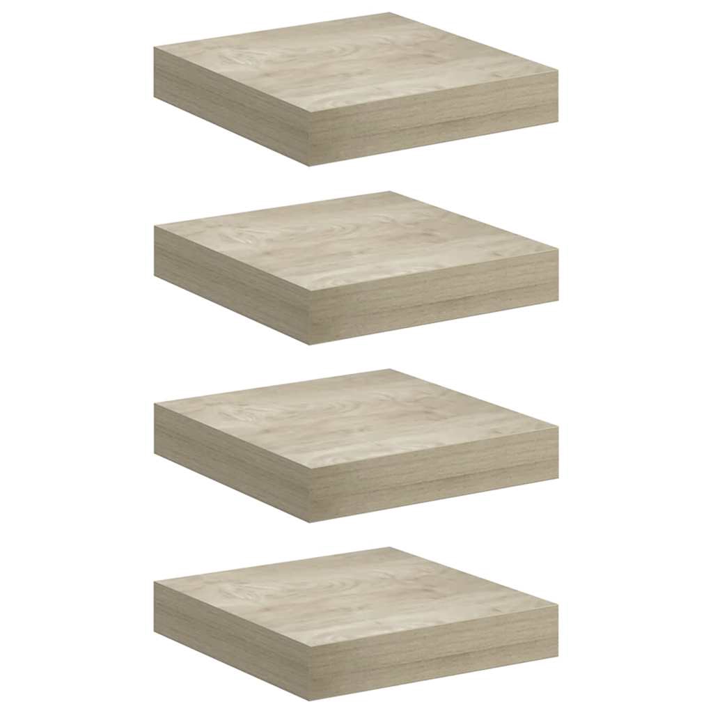 vidaXL Svävande vägghyllor 4 st ek 23x23,5x3,8 cm MDF