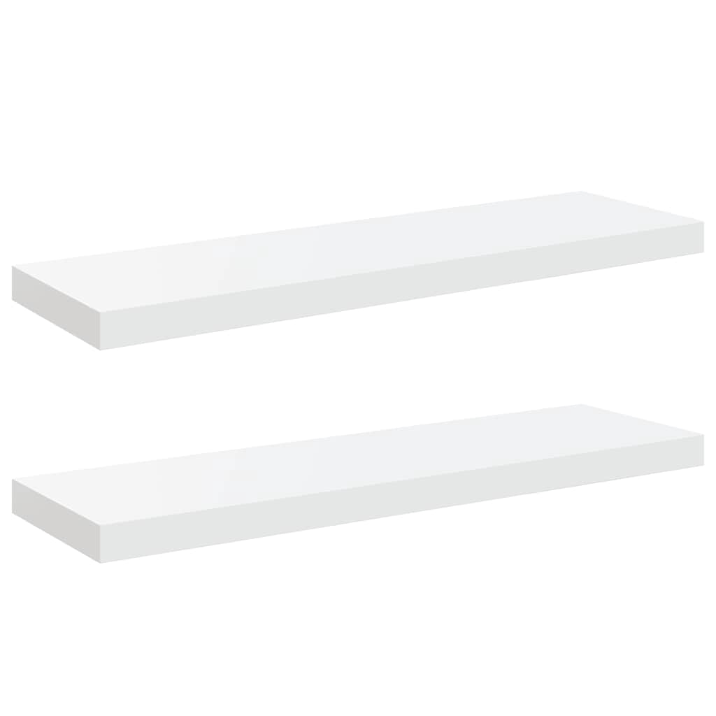 vidaXL Svävande vägghyllor 2 st vit högglans 80x23,5x3,8 cm MDF