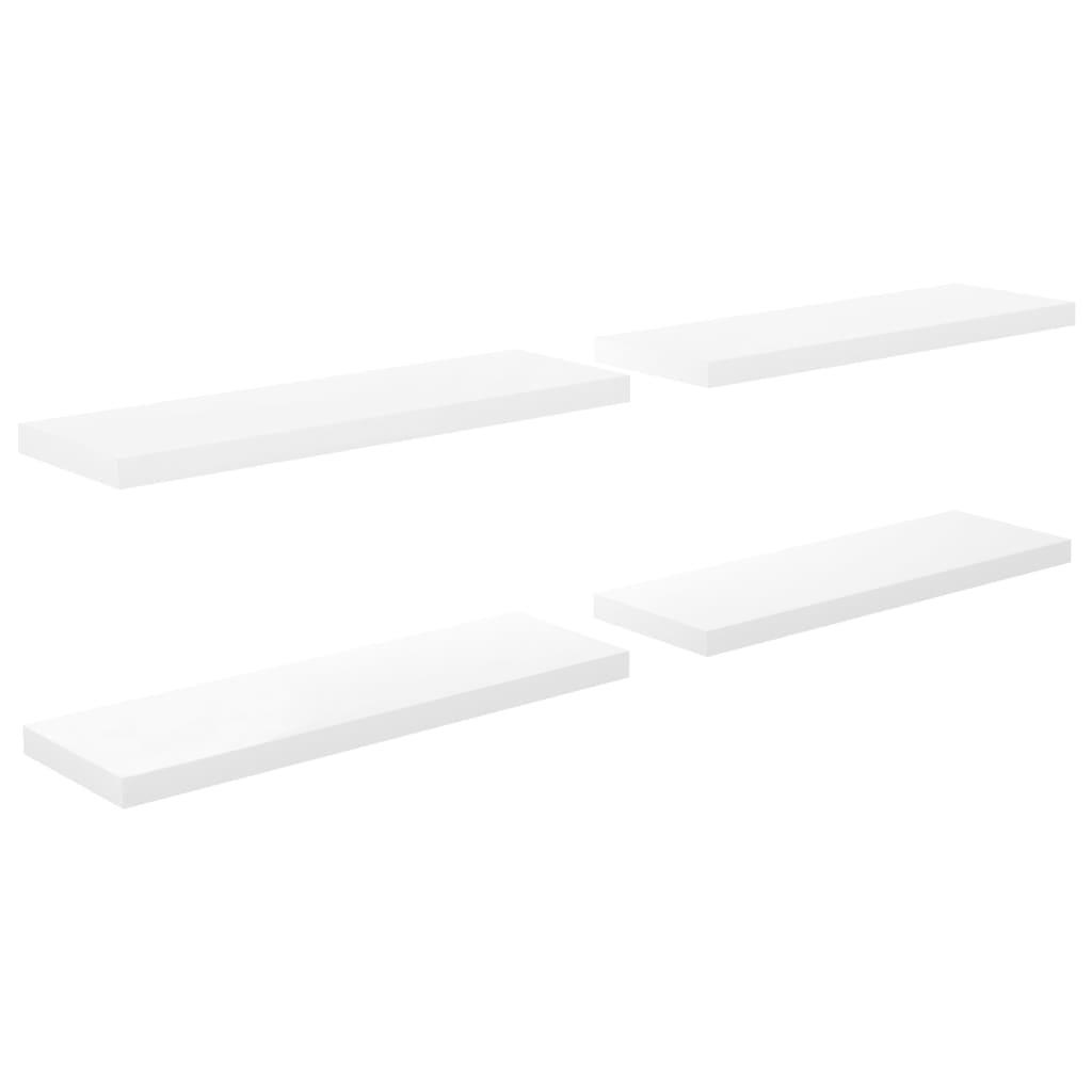 vidaXL Svävande vägghyllor 4 st vit högglans 80x23,5x3,8 cm MDF