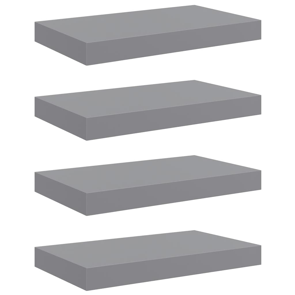 vidaXL Svävande vägghyllor 4 st grå 40x23x3,8 cm MDF