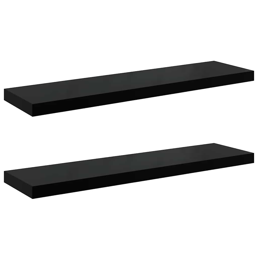 vidaXL Svävande vägghyllor 2 st svart högglans 90x23,5x3,8 cm MDF