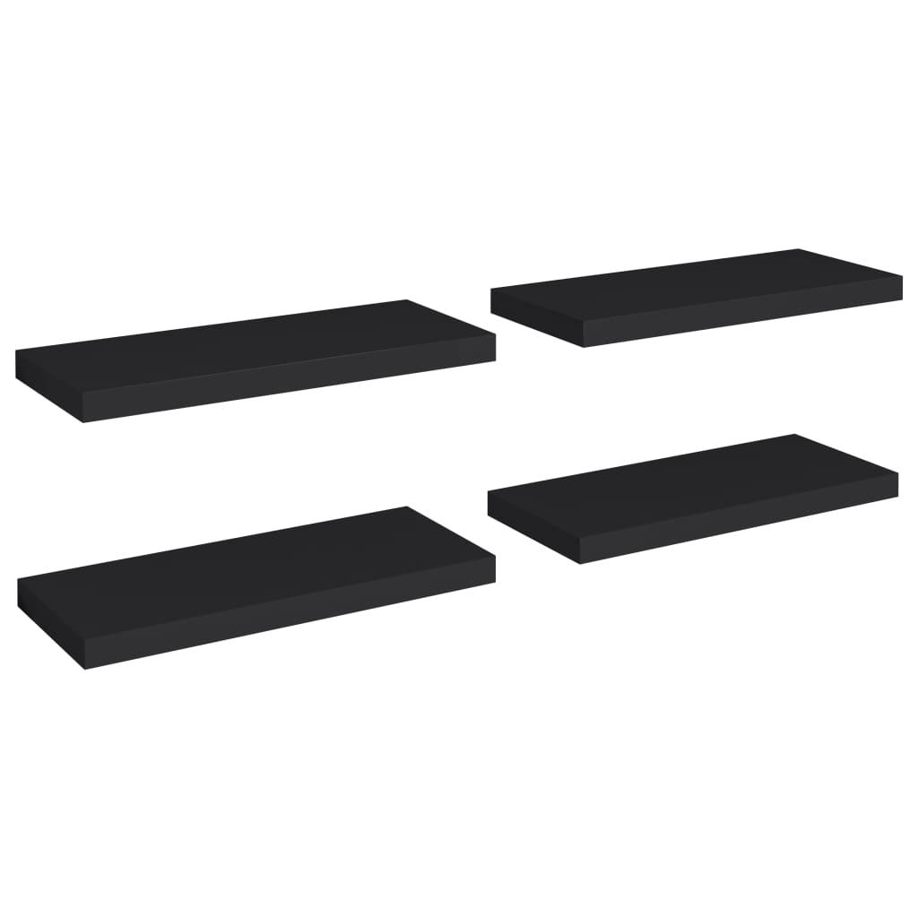 vidaXL Svävande vägghyllor 4 st svart 60x23,5x3,8 cm MDF