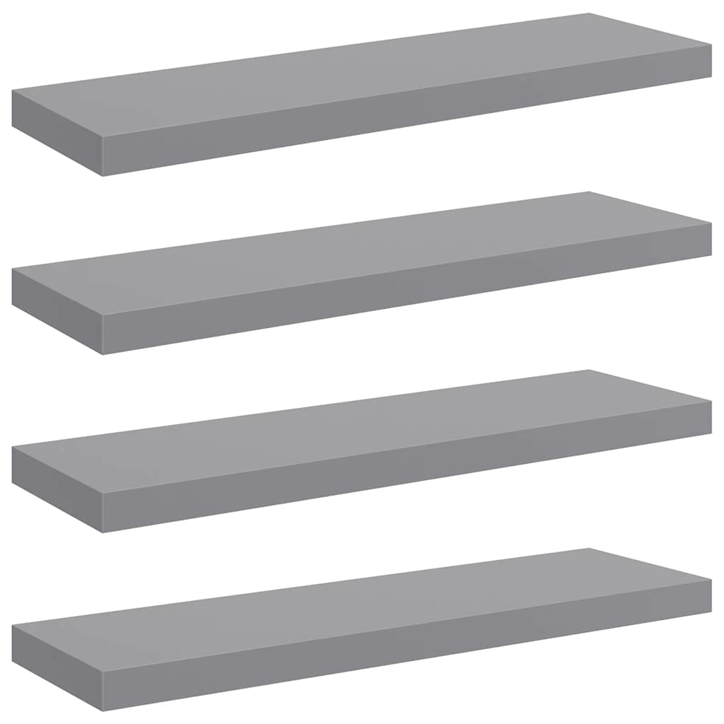 vidaXL Svävande vägghyllor 4 st grå 80x23,5x3,8 cm MDF