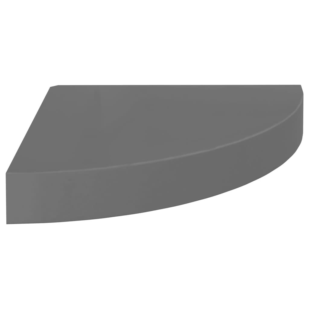 vidaXL Svävande hörnhylla grå högglans 25x25x3,8 cm MDF