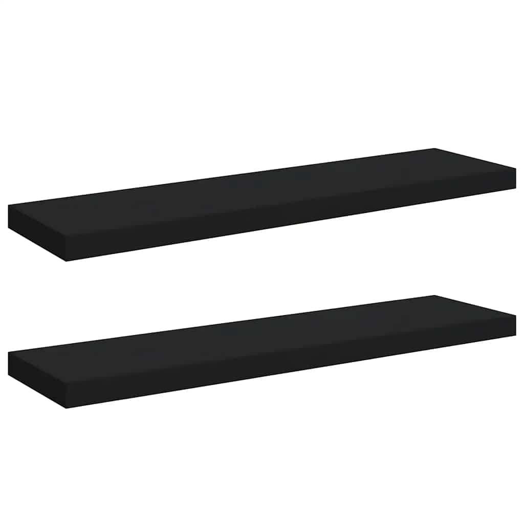 vidaXL Svävande vägghyllor 2 st svart 90x23,5x3,8 cm MDF