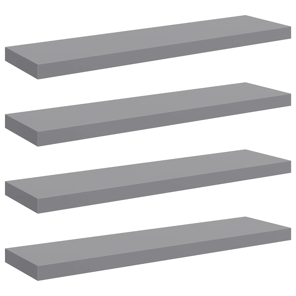 vidaXL Svävande vägghyllor 4 st grå 90x23,5x3,8 cm MDF
