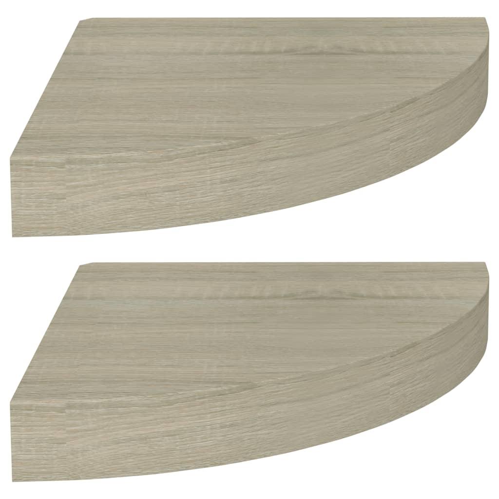 vidaXL Svävande hörnhyllor 2 st ek 25x25x3,8 cm MDF