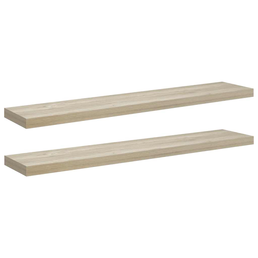 vidaXL Svävande vägghyllor 2 st ek 120x23,5x3,8 cm MDF