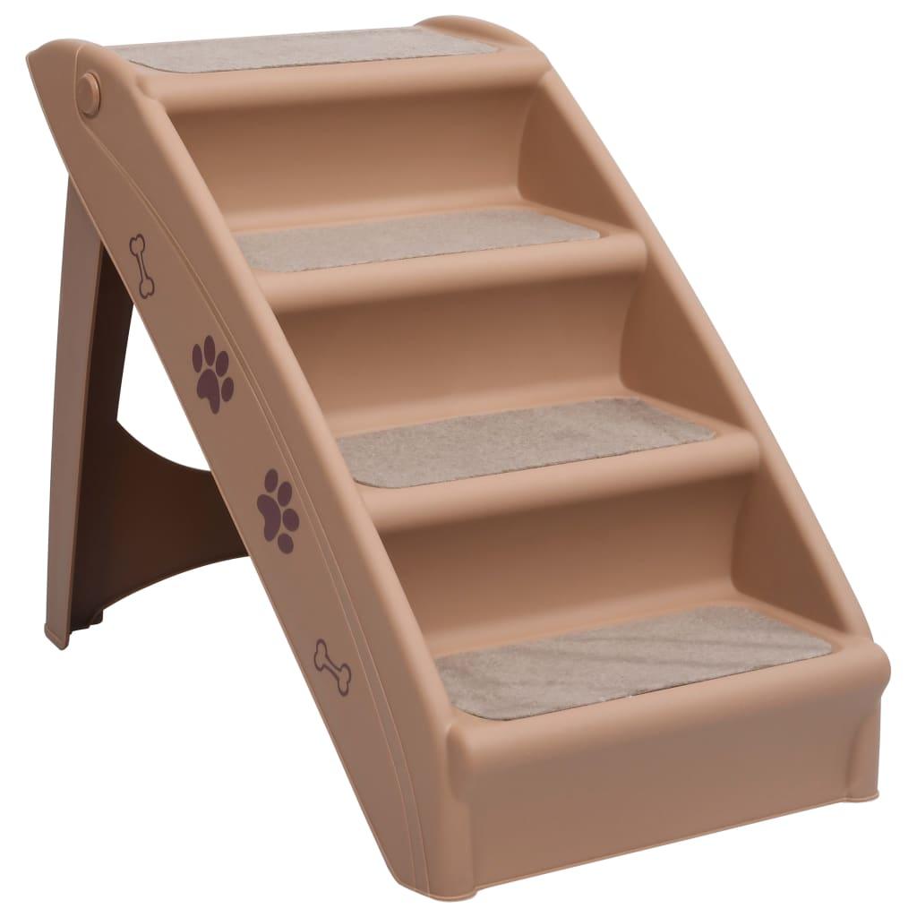 vidaXL Taitettavat koiran portaat ruskea 62x40x49,5 cm
