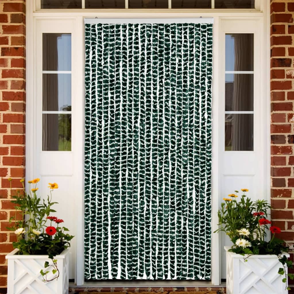 vidaXL Insektsdraperi grön och vit 90x220 cm chenille
