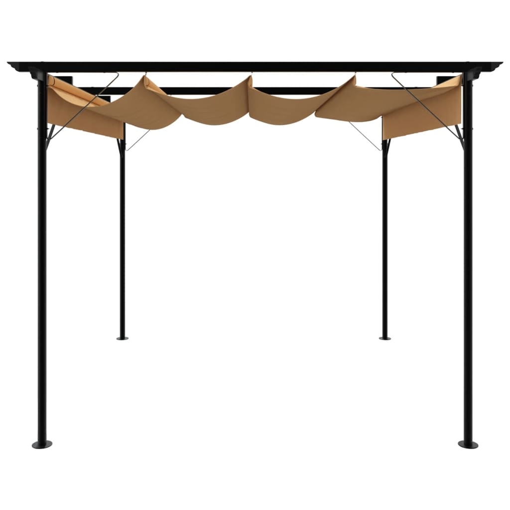 vidaXL Pergola med infällbart tak taupe 3x3 m stål 180 g/m²