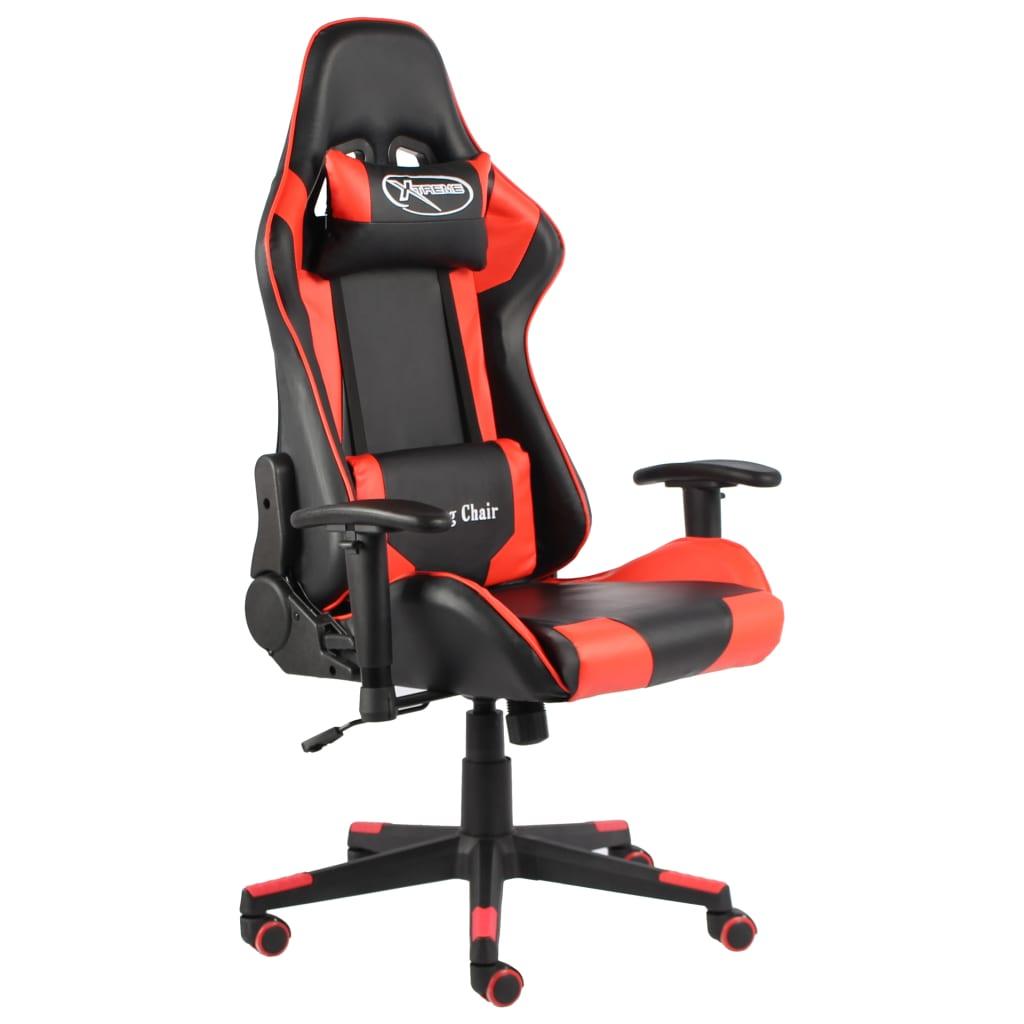 vidaXL Snurrbar gamingstol röd PVC