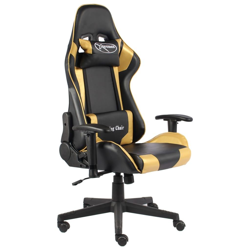 vidaXL Snurrbar gamingstol guld PVC
