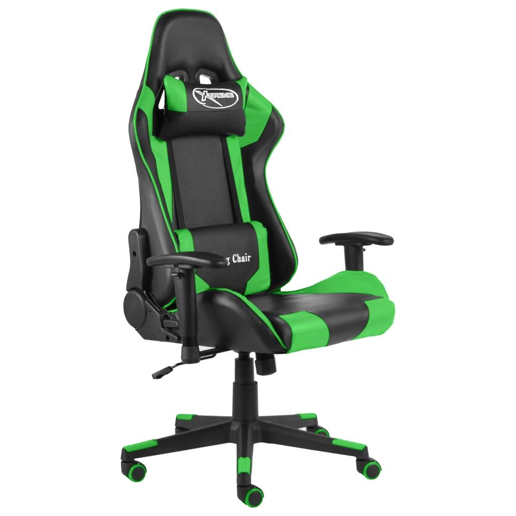 vidaXL Snurrbar gamingstol grön PVC