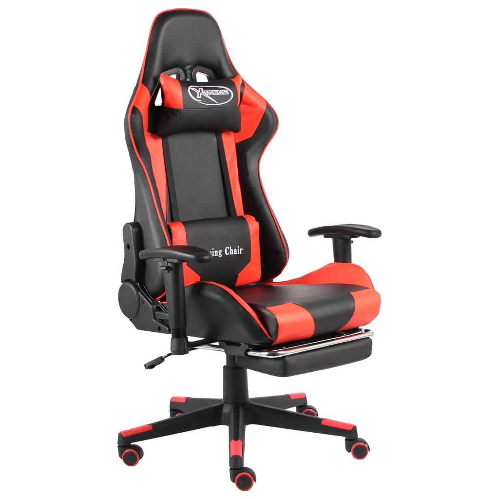 vidaXL Snurrbar gamingstol med fotstöd röd PVC