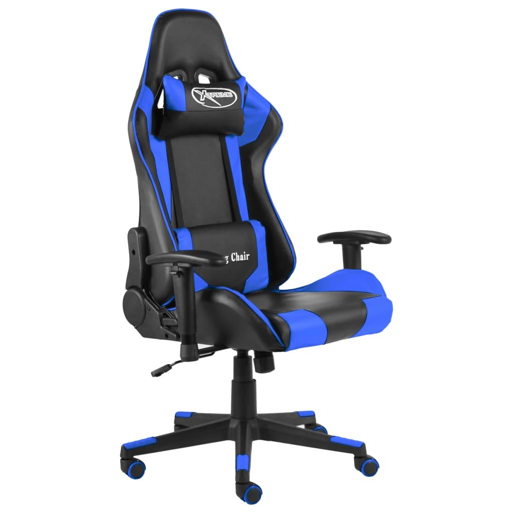 vidaXL Snurrbar gamingstol blå PVC