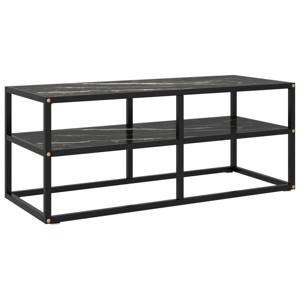 vidaXL Tv-bänk svart med svart marmor glas 100x40x40 cm