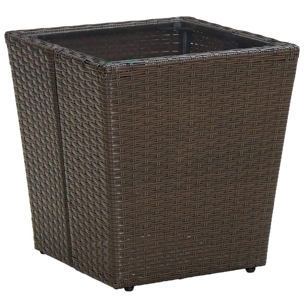 vidaXL Tebord brun 41,5x41,5x44 cm konstrotting och härdat glas