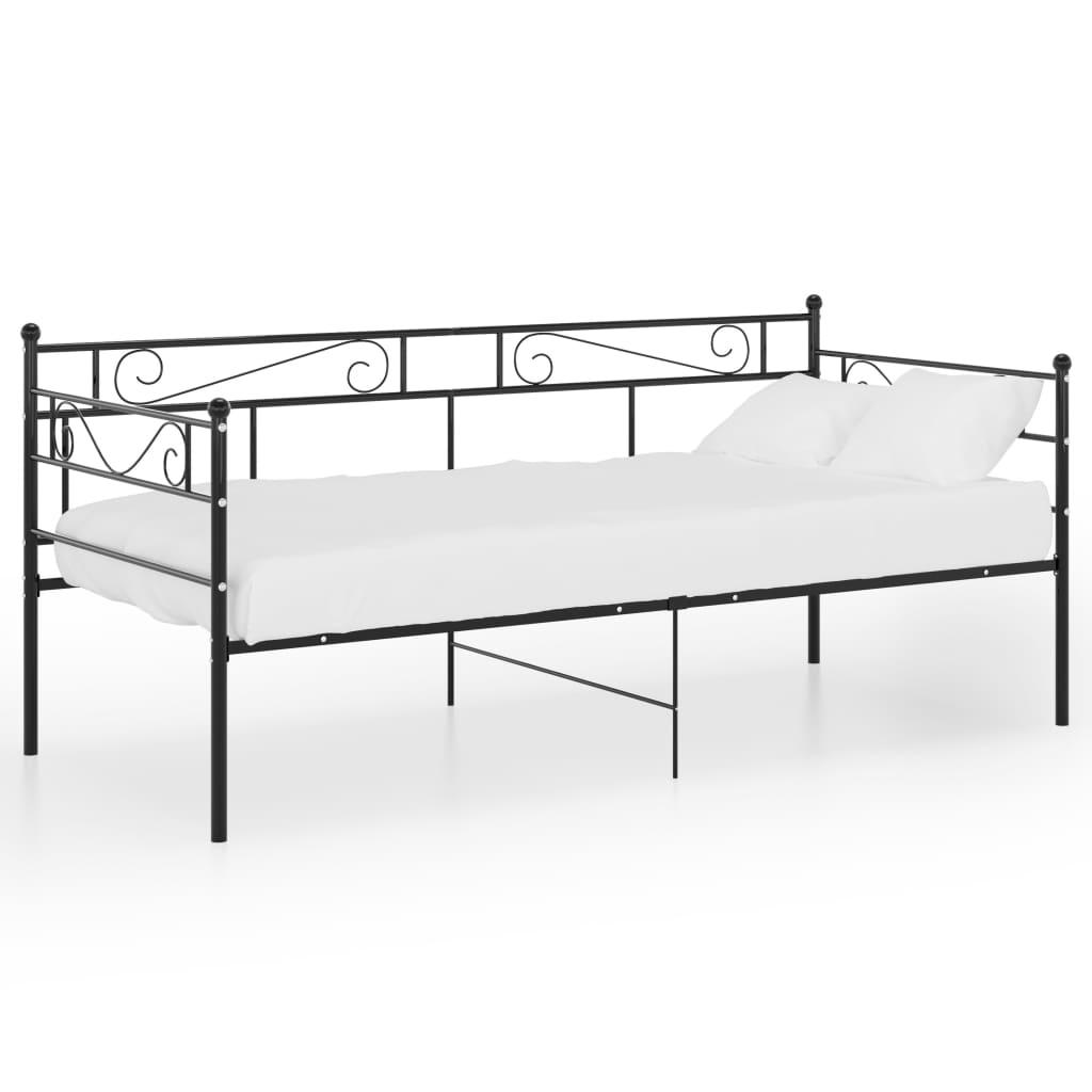 vidaXL Sängram bäddsoffa svart metall 90x200 cm